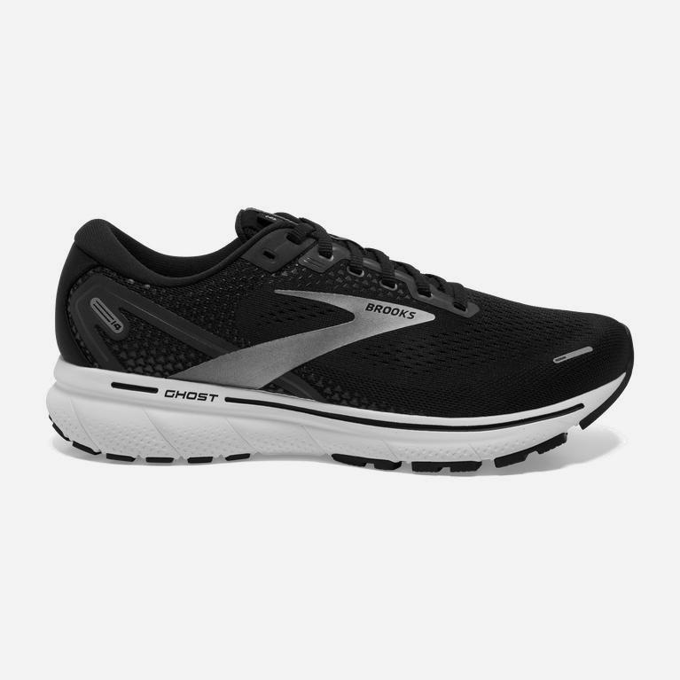 Brooks Ghost 14 Mens Cushioned Road Running Shoes - Black/White/Silver - Philippines (143785YXJ)